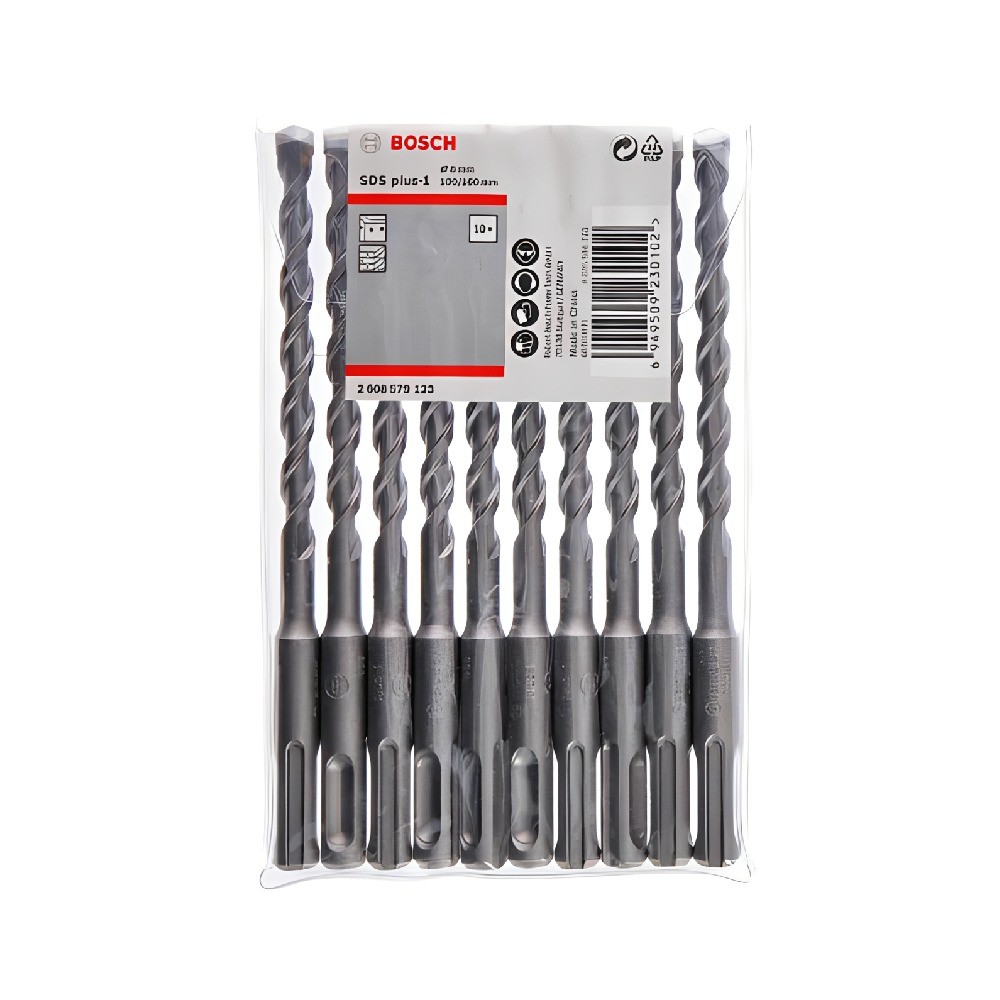 ดอกสว่านโรตารี่ BOSCH 2 608 579 123 SDS Plus 1 ขนาด 8 x 160 มม   ชุด 10 ชิ้น 