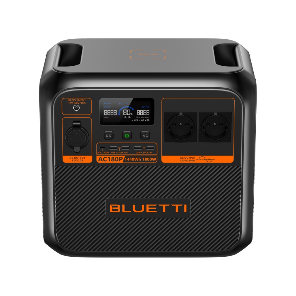 ชุดพาวเวอร์บ็อก พร้อมแผงโซลาร์เซลล์พกพา Bluetti AC180P x Kampf KP 200 Solar panel 200W
