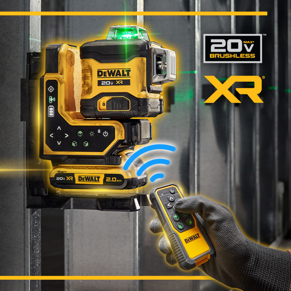 เลเซอร์วัดระดับ DEWALT DCLE34035B XJ แบบ 3 เส้น แสงสีเขียว 20V ระยะการทำงาน 10 ม 