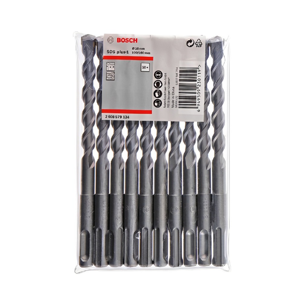 ดอกสว่านโรตารี่ BOSCH 2 608 579 124 SDS Plus 1 ขนาด 10 x 160 มม   ชุด 10 ชิ้น 