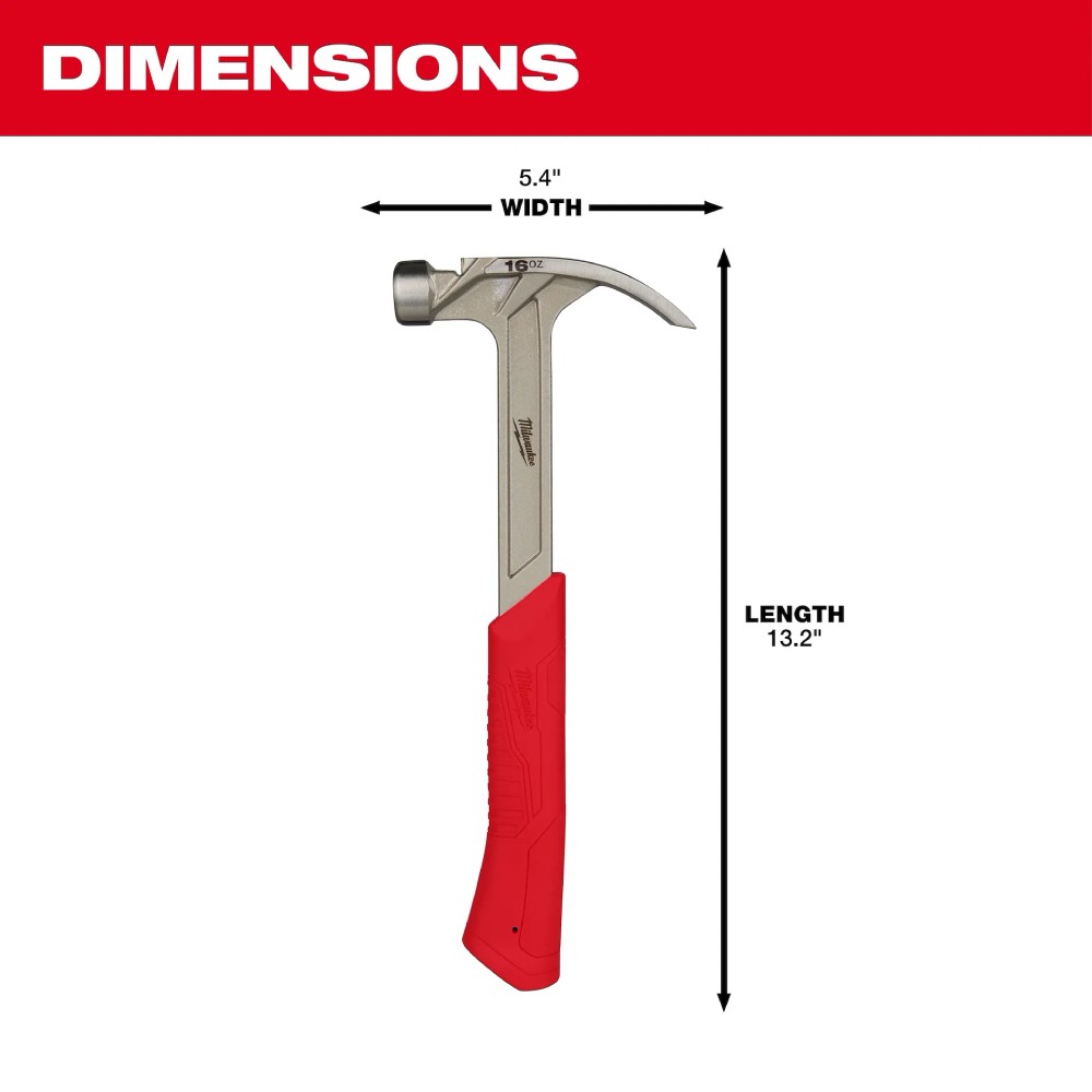 ค้อนหงอน ผิวเรียบ Milwaukee 48 22 9018 Smooth Face Hybrid Claw Hammer ขนาด 16 ออนซ์&nbsp; 454 กรัม 