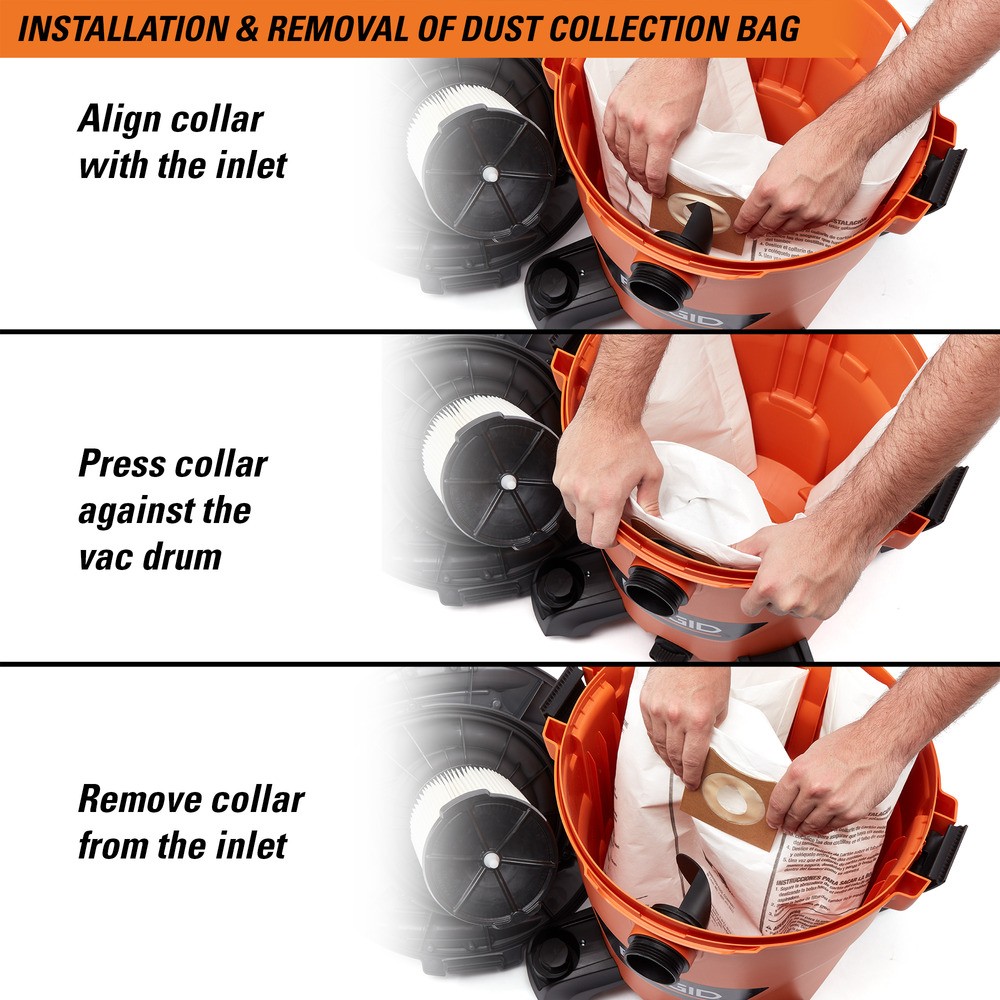 ถุงเก็บฝุ่น RIDGID VF3502 สำหรับเครื่องดูดฝุ่นเปียก แห้งขนาด 12 16 แกลลอน  แพ็ค 2 ชิ้น 