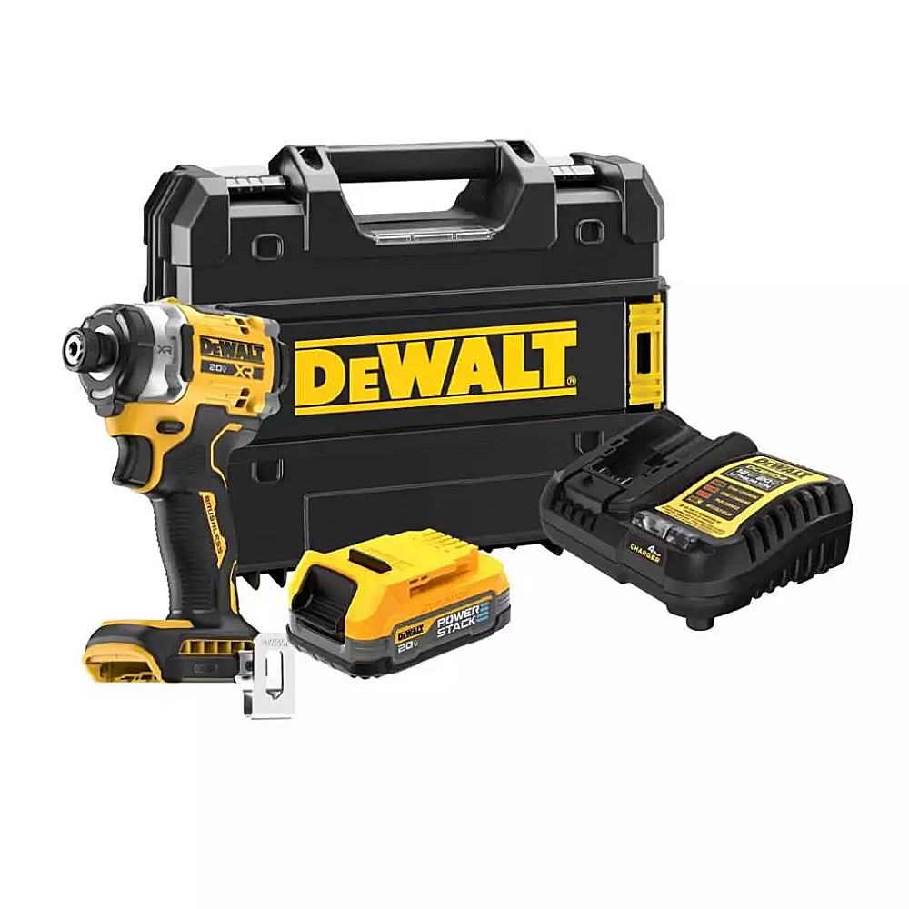 ชุดไขควงกระแทกไร้สาย DEWALT DCF860E1T B1 XR 20V Max พร้อมแบตเตอรี่ Powerstack   กล่อง TSTAK