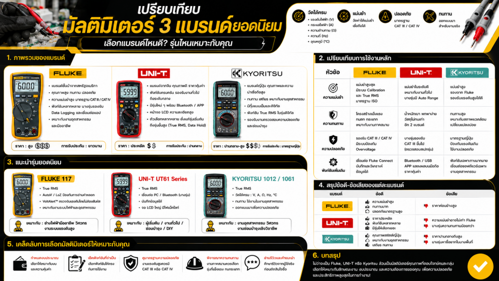 มัลติมิเตอร์แบรนด์ไหนดีที่สุด Fluke UNIT หรือ Kyoritsu มัลติมิเตอร์แบรนด์ไหนดีที่สุด Fluke UNIT หรือ Kyoritsu