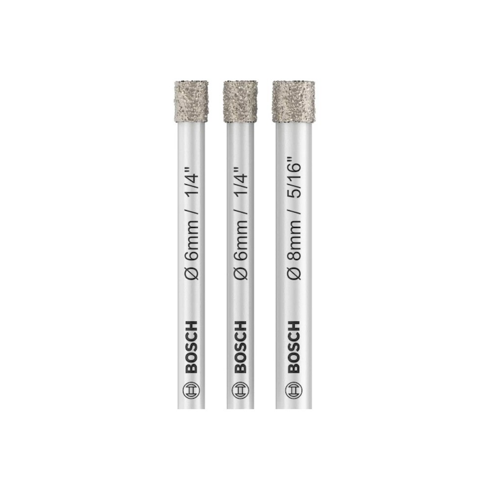 ชุดดอกสว่านเจาะกระเบื้องเพชร BOSCH 2 607 011 626 รุ่น Diamond Hard Tile Drill Bit Set ขนาด 6   6   8 มม 