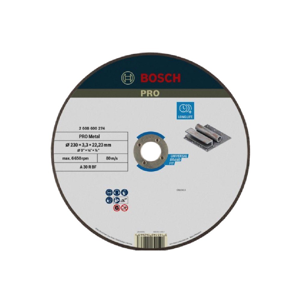 ใบตัดเหล็ก BOSCH 2 608 600 274 รุ่น PRO Metal Straight ขนาด 230 x 3 3 x 22 23 มม 