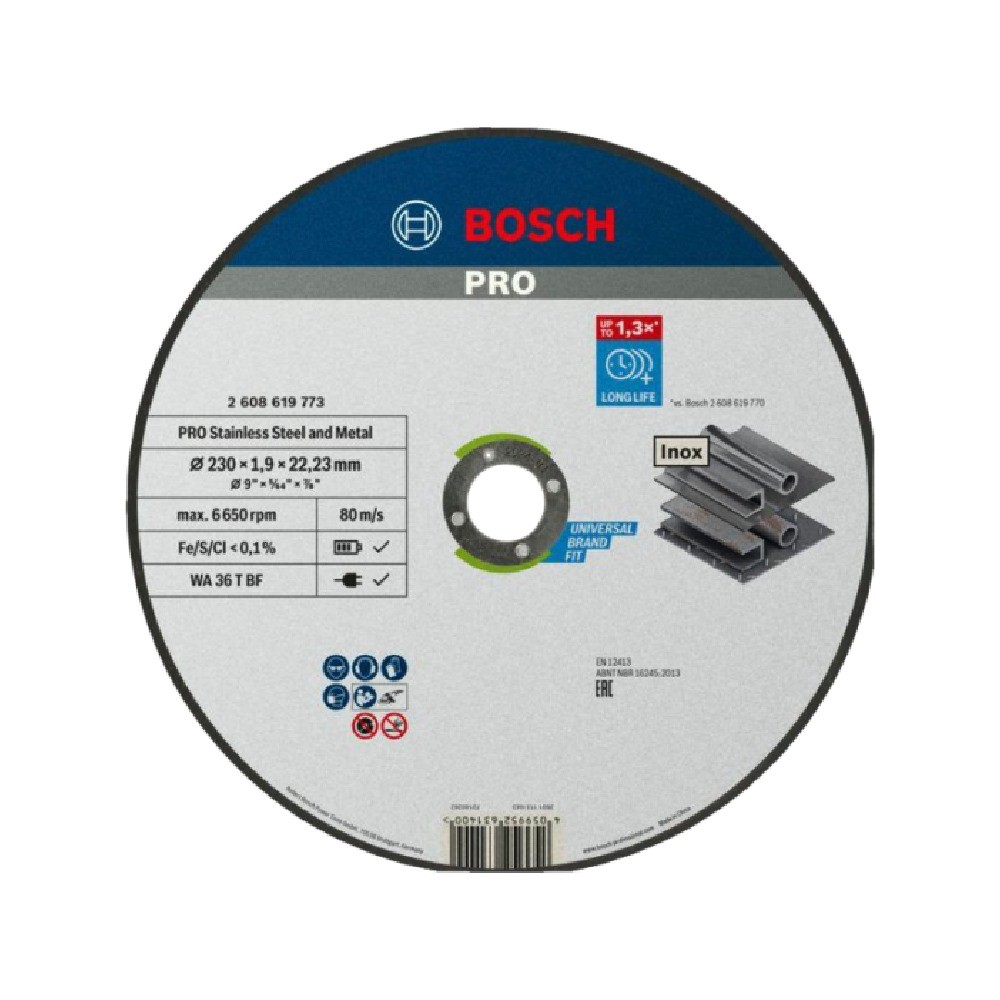 ใบตัดสแตนเลสและเหล็ก BOSCH 2 608 619 773 รุ่น PRO SS   Metal Straight ขนาด 230 x 1 9 x 22 23 มม 