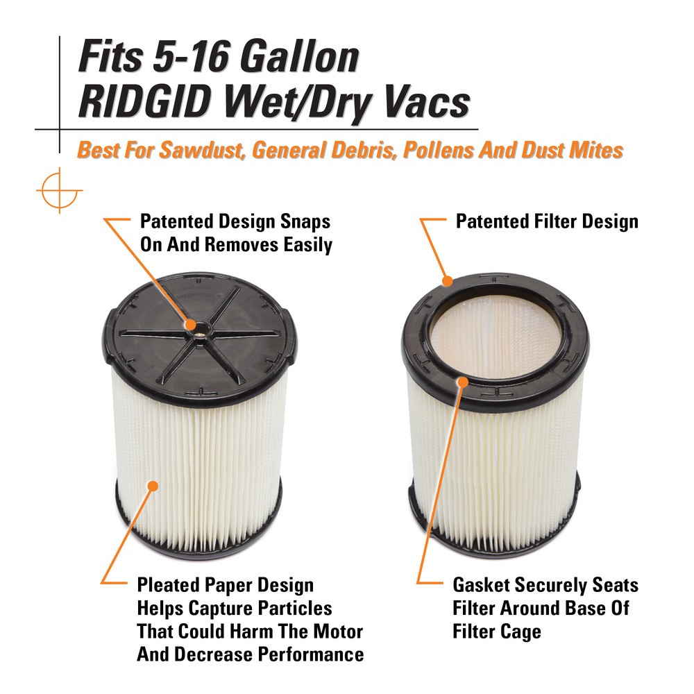 ไส้กรองฝุ่น RIDGID VF4000 แบบ 1 ชั้น สีขาว สำหรับเครื่องดูดฝุ่น