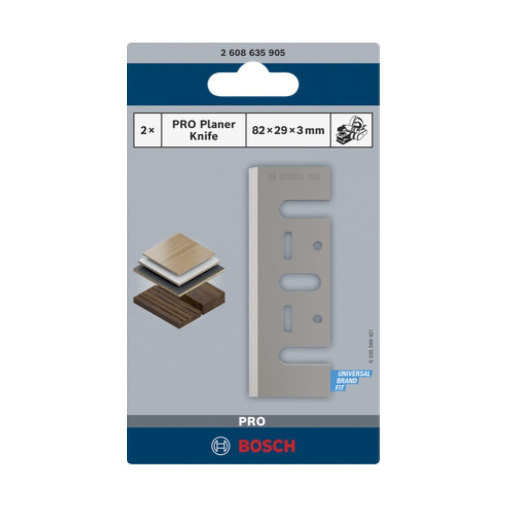 ใบมีดไสไม้ BOSCH 2 608 635 905 รุ่น PRO Planer Knife ขนาด 82 x 29 x 3 มม   2 ชิ้น 