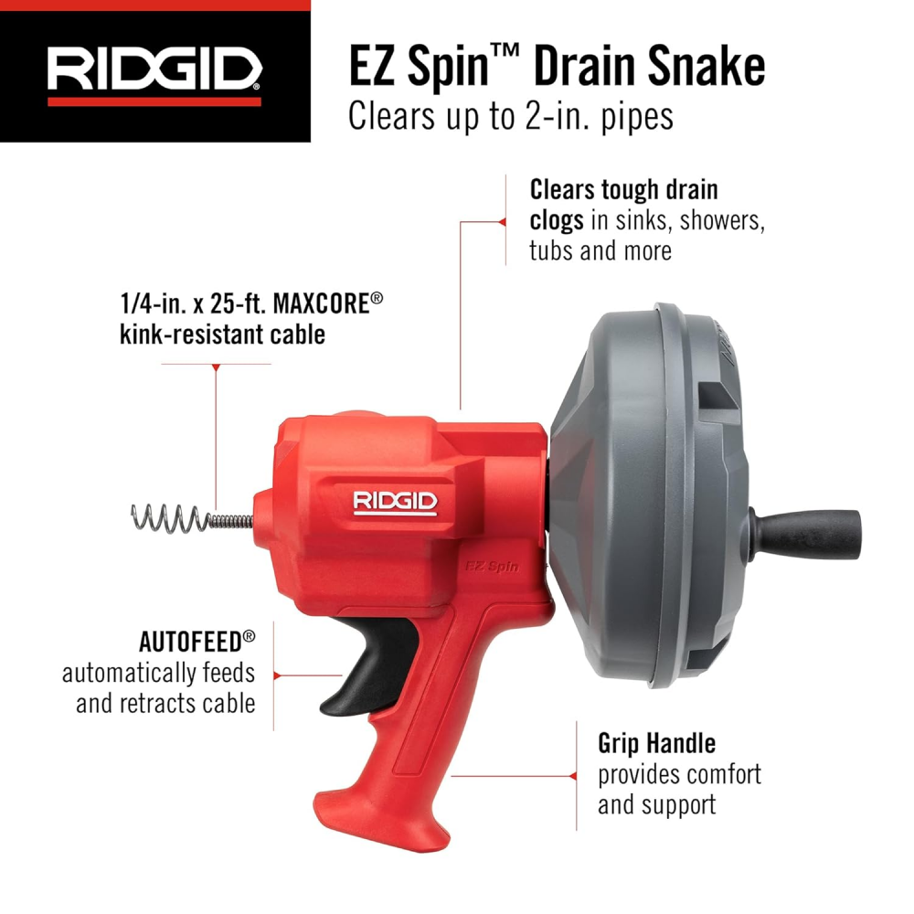 เครื่องล้างท่อ RIDGID EZ SPIN™  80168  ขนาด 3 4   2 นิ้ว 
