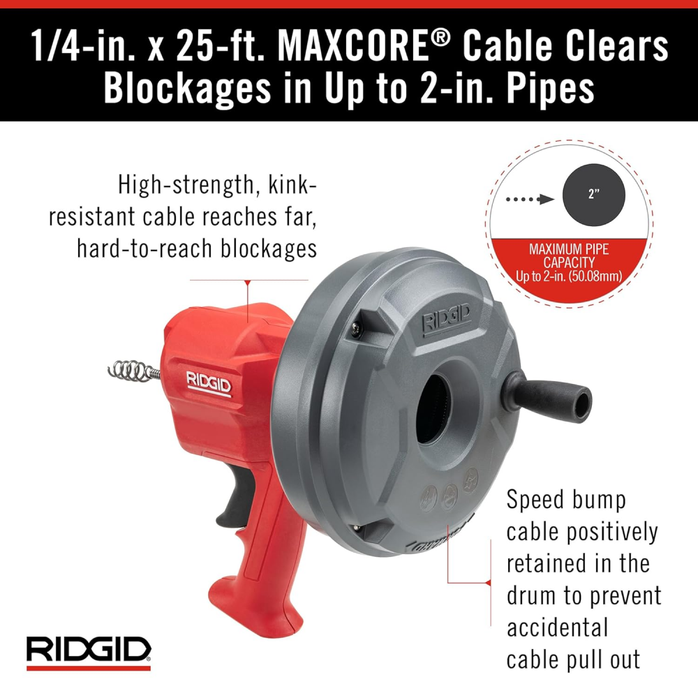 เครื่องล้างท่อ RIDGID EZ SPIN™  80168  ขนาด 3 4   2 นิ้ว 