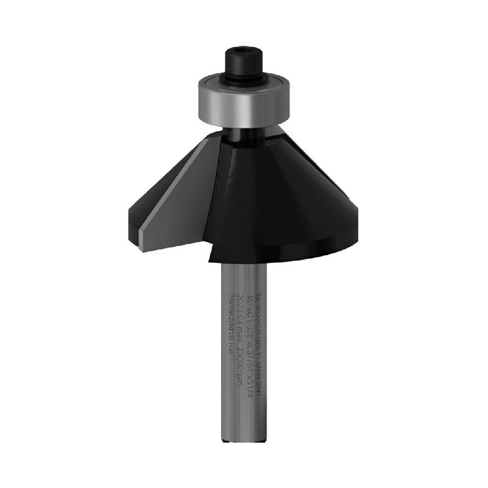 ดอกเซาะร่องตีเอียง 45 องศาปลายลูกปืน BOSCH 2 608 628 416 ก้าน 1 4 นิ้ว ขนาด 7 16 x 19 32 x 45 x 2 3 16 นิ้ว