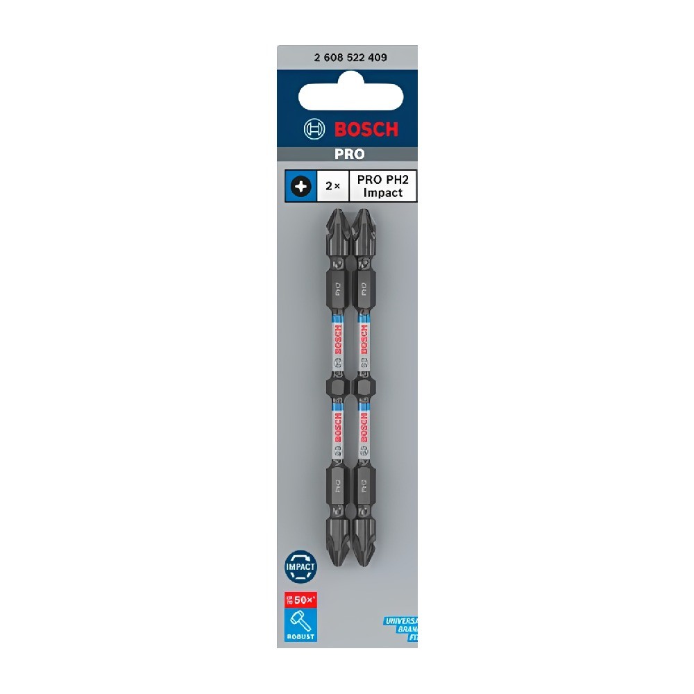 ดอกไขควง BOSCH 2 608 522 409 PH2 สีดำ ขนาด 110 มม   แพ็ค 2 ชิ้น 