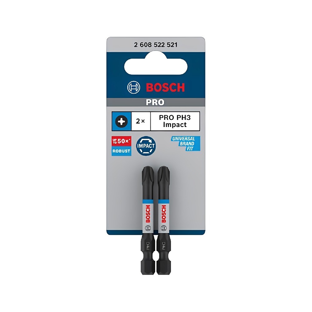 ดอกไขควง BOSCH 2 608 522 521 PRO Phillips Impact Bit PH3 ขนาด 55 มม   2 ชิ้น 
