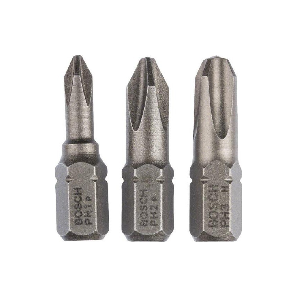 ดอกไขควง BOSCH 2 607 001 752 Insert Bit PH1   PH2   PH3 ขนาด 25 มม   แพ็ค 3 ชิ้น 