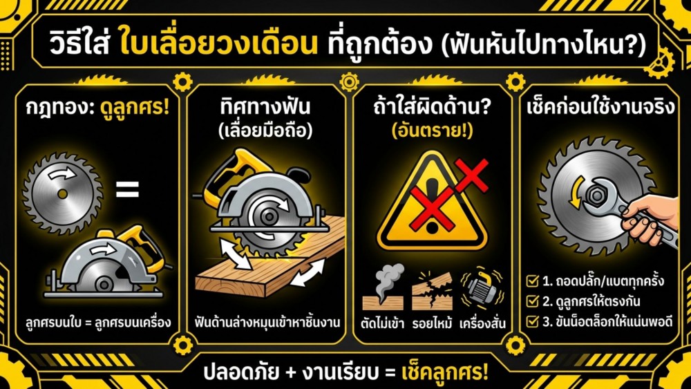 วิธีใส่ ใบเลื่อยวงเดือน ที่ถูกต้อง ฟันเลื่อยต้องอยู่ด้านไหน วิธีใส่ ใบเลื่อยวงเดือน ที่ถูกต้อง ฟันเลื่อยต้องอยู่ด้านไหน