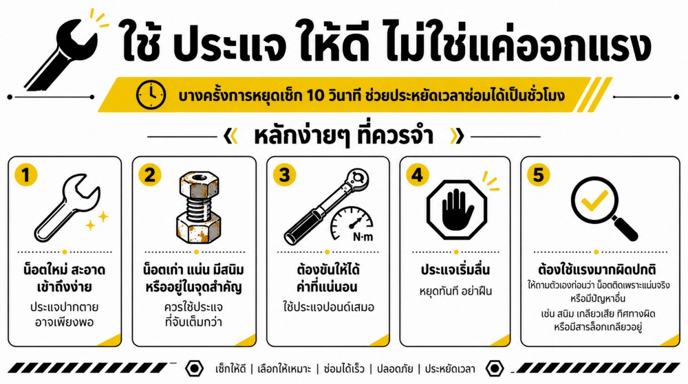 5 ความเข้าใจผิดเรื่อง ประแจ ที่ช่างมืออาชีพยังเผลอพลาด 5 ความเข้าใจผิดเรื่อง ประแจ ที่ช่างมืออาชีพยังเผลอพลาด
