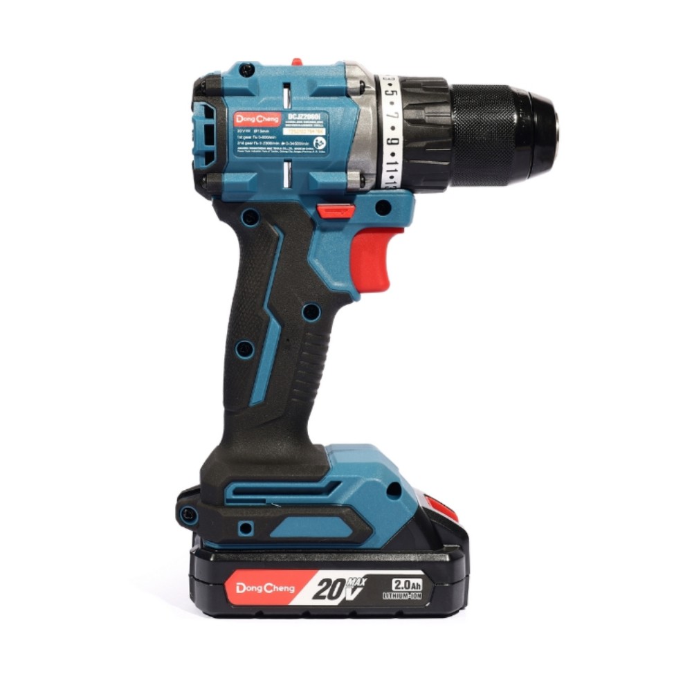 สว่านกระแทกไร้สาย DONG CHENG DCJZ2060i 20V BL Motor 60 Nm  พร้อมแบต 2 0Ah x  1 ก้อน     แท่นชาร์จ