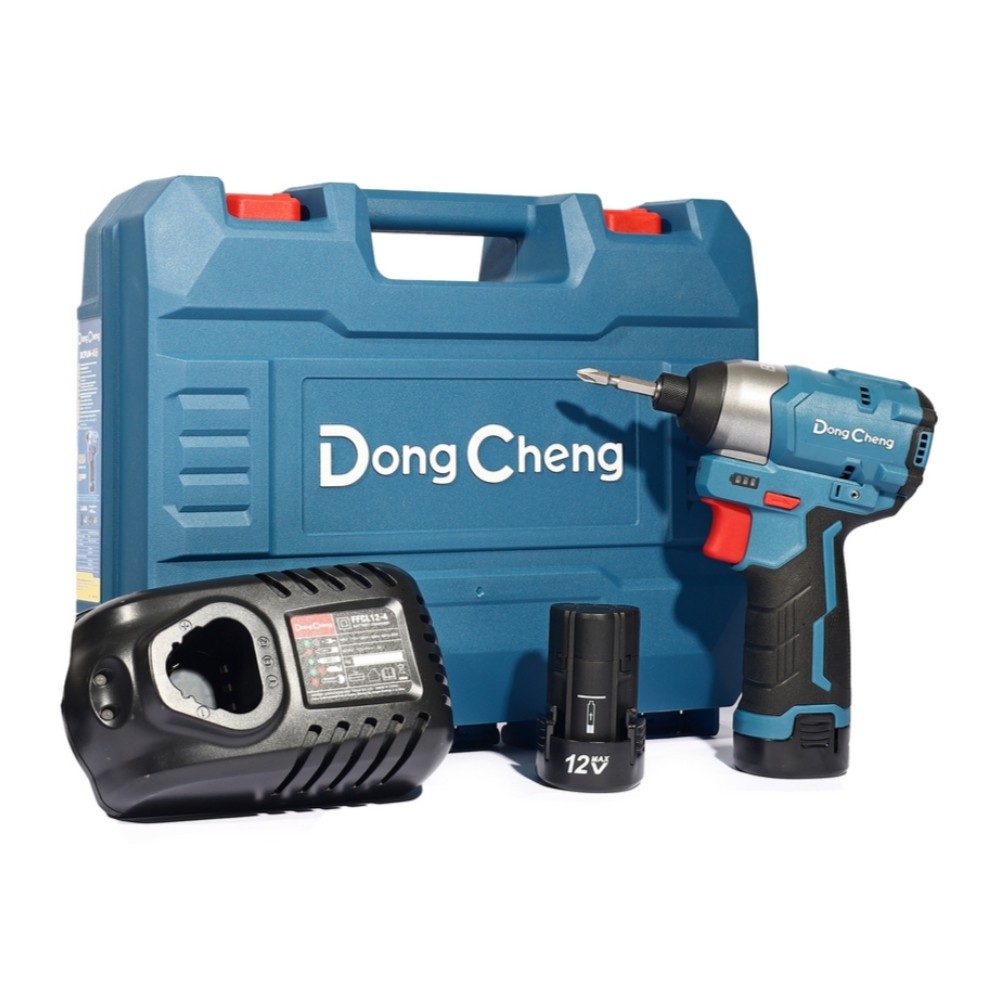 สว่านไขควงกระแทกไร้สาย DONG CHENG DCPL04 8 EK 12V  BL Motor 140 Nm พร้อมแบต 2 0Ah x  2 ก้อน     แท่นชาร์จ