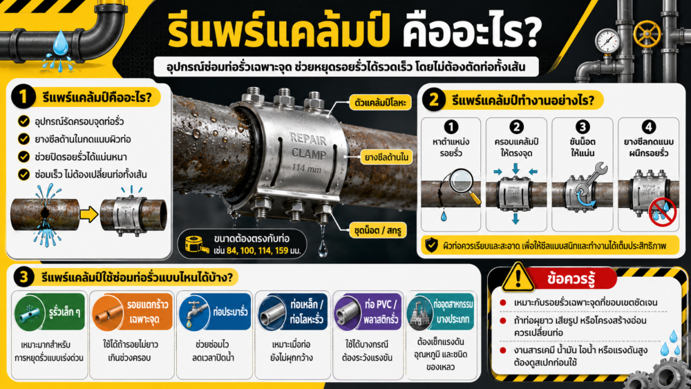 รีแพร์แคล้มป์ คืออะไร ใช้ซ่อมท่อรั่วแบบไหนได้บ้าง