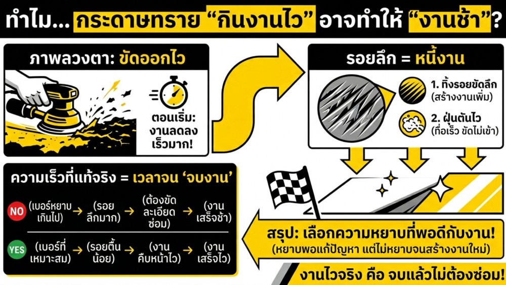 ทำไม กระดาษทราย ที่กินงานไว อาจไม่ใช่ตัวเลือก ที่ทำให้ งานเร็ว