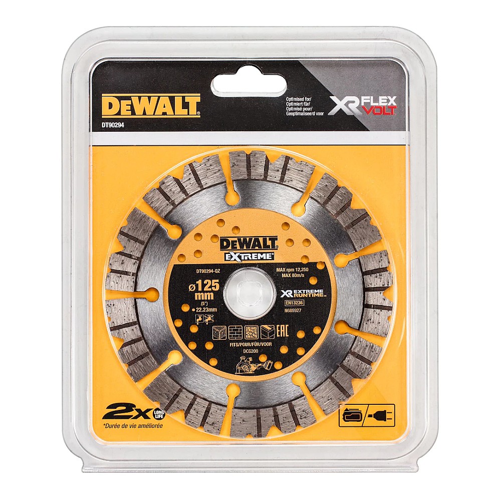 ใบตัดเพชร DEWALT DT90294 QZ ขนาด 5 นิ้ว  125 x 22 23 มม   สำหรับเครื่องกรีดผนังไร้สาย DCG200