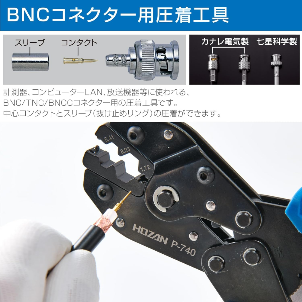 คีมย้ำหัว BNC HOZAN P 740 มาตรฐานงานสื่อสาร