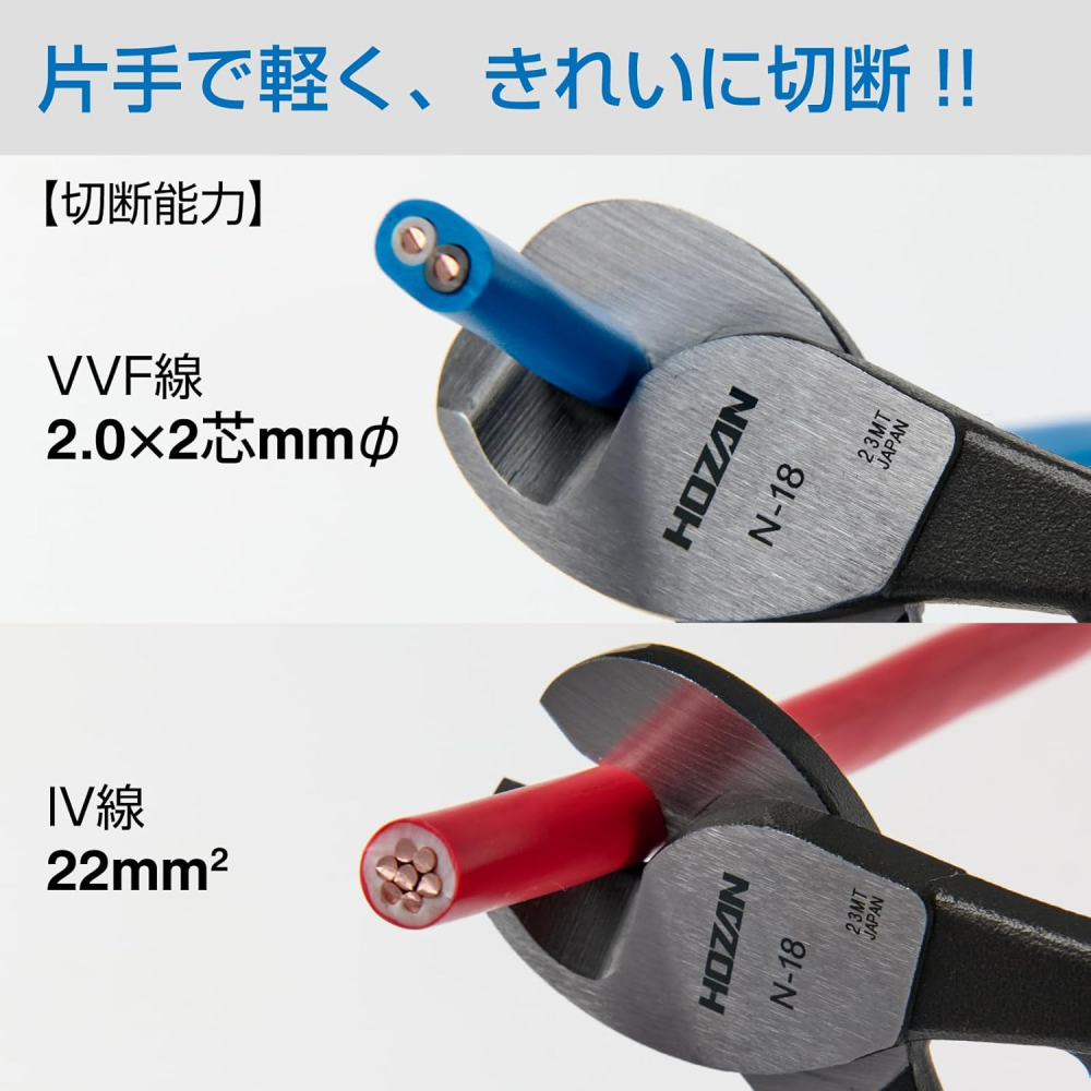 คีมตัดลวด HOZAN N 18 สำหรับสายไฟ IV และ VVF
