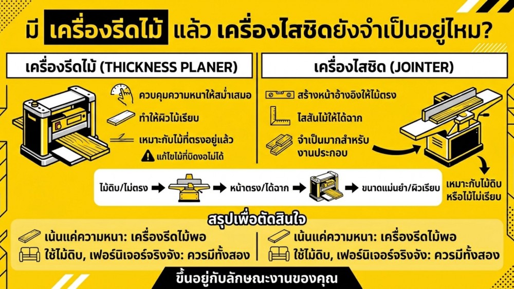 มี เครื่องรีดไม้ อยู่แล้ว เครื่องไสชิดยังจำเป็นอยู่ไหม มี เครื่องรีดไม้ อยู่แล้ว เครื่องไสชิดยังจำเป็นอยู่ไหม