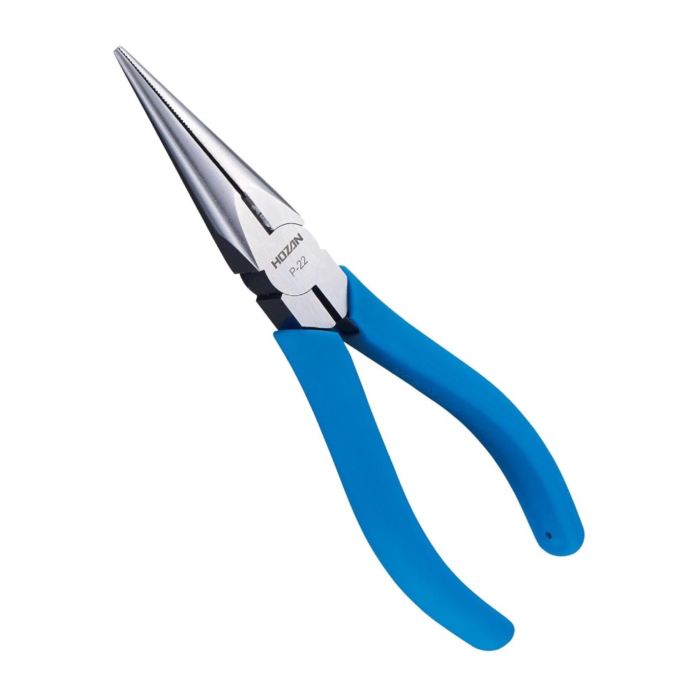 คีมปากแหลม HOZAN P 22 ขนาด 163 มม  ปลายมีรอยหยักกันลื่น