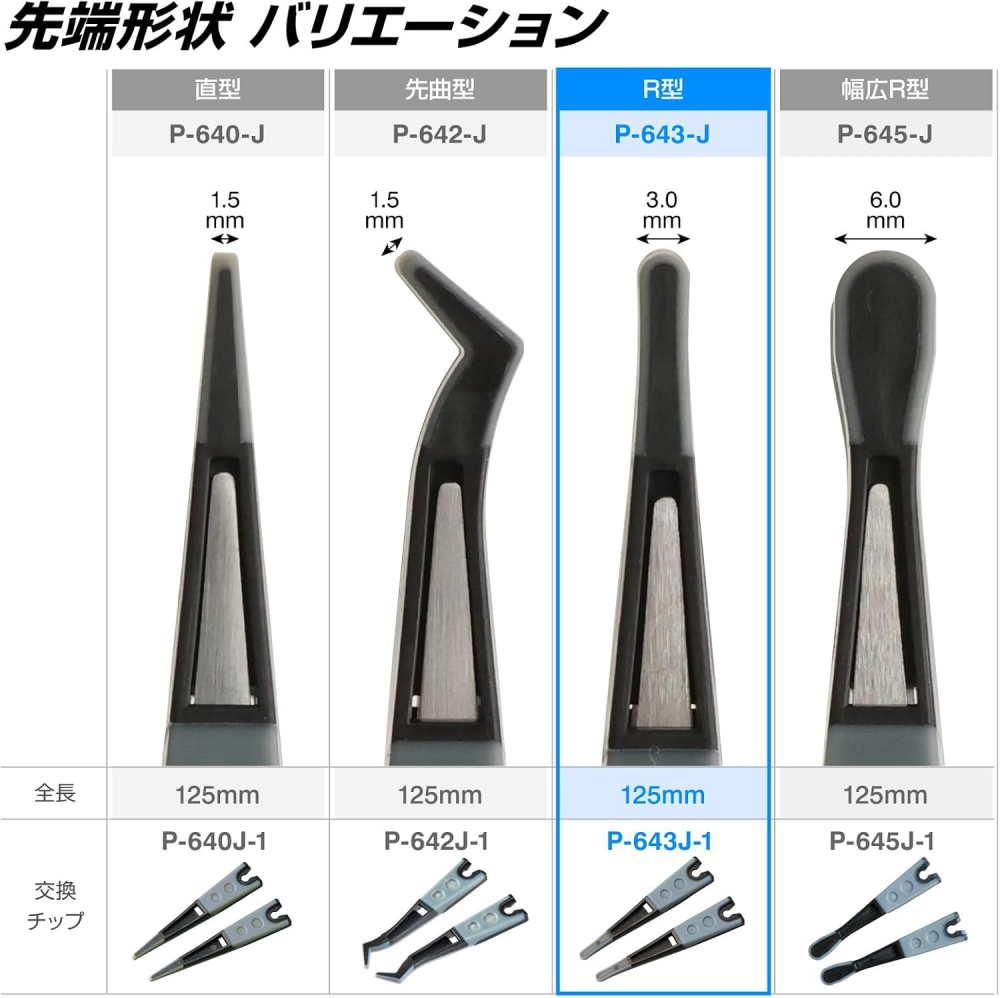 แหนบปลายยาง ESD HOZAN P 643 J สำหรับงานอิเล็กทรอนิกส์ปลาย 3 0 มม 