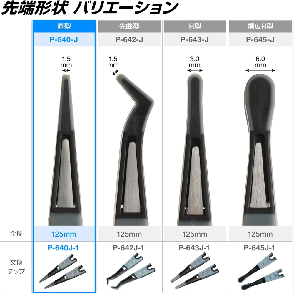 แหนบปลายยางกันไฟฟ้าสถิต HOZAN P 640 J งานอิเล็กทรอนิกส์ละเอียด