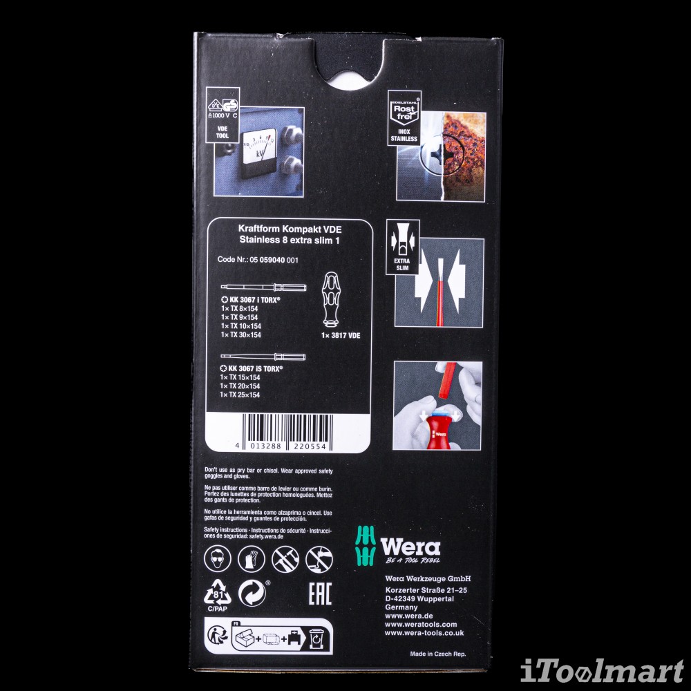 ชุดไขควง Kraftform Kompakt VDE Stainless 8 extra slim 1 5059040001 ชุด 8 ชิ้น