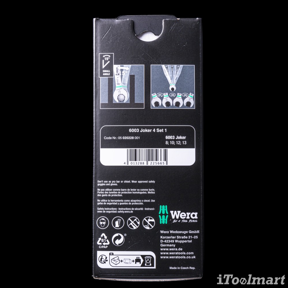 ประแจแหวนข้าง Wera 6003 Joker 4 Set 1 05020228001 ชุด 4 ชิ้น