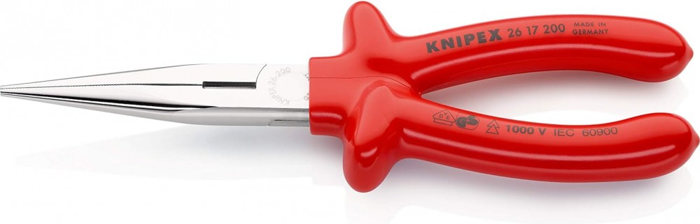 คีมปากแหลม Knipex 26 17 200 Snipe Nose Side Cutting Pliers ด้ามจับหุ้มฉนวน VDE