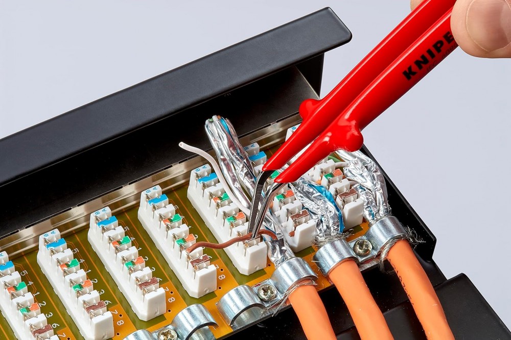 แหนบคีบ Knipex 92 37 64 Universal Tweezers insulated 1000V สแตนเลส ด้ามจับหุ้มฉนวน VDE