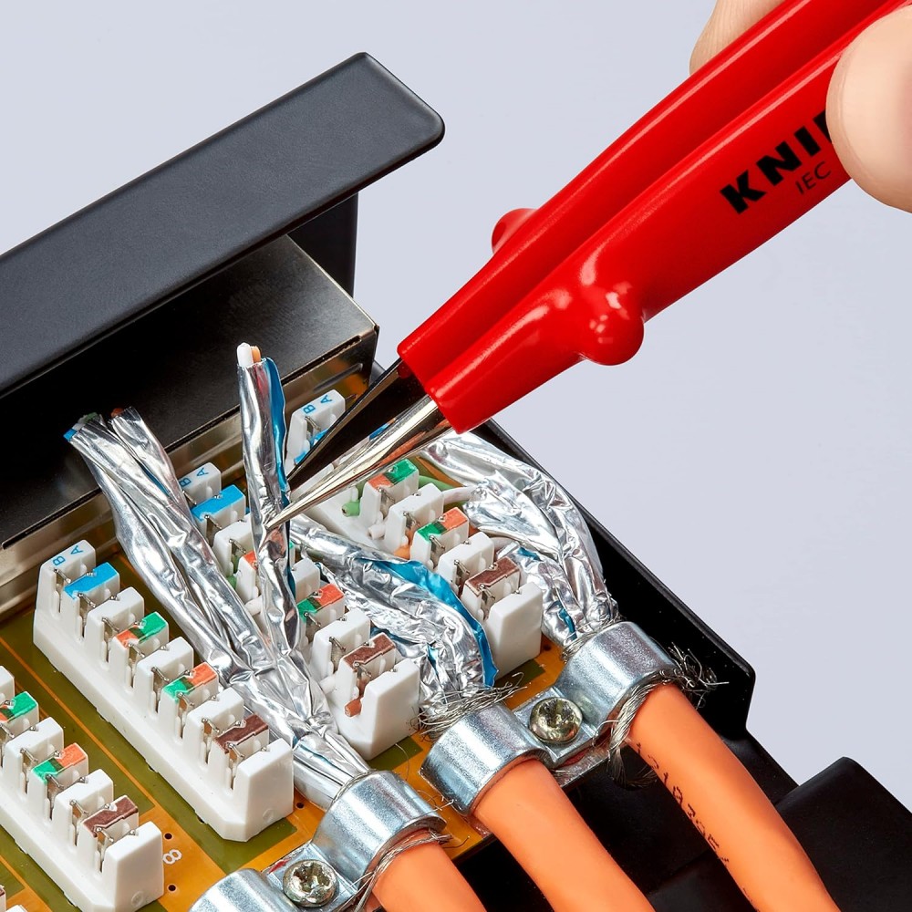แหนบคีบอเนกประสงค์ Knipex 92 27 61 Universal Tweezers insulated 1000V ด้ามจับหุ้มฉนวน VDE