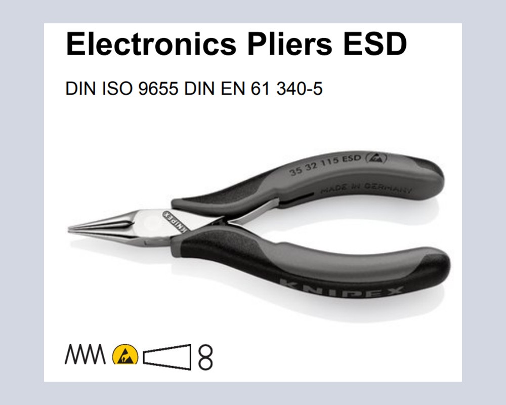 คีมปากแหลม Knipex 35 32 115 ESD Relay Adjusting Pliers ESD สำหรับการอุปกรณ์อิเล็กทรอนิกส์