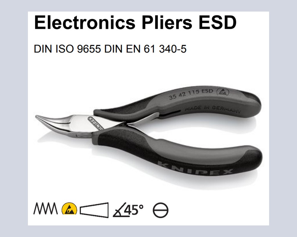 คีมปากแหลม Knipex 35 42 115 ESD Relay Adjusting Pliers ESD สำหรับการอุปกรณ์อิเล็กทรอนิกส์