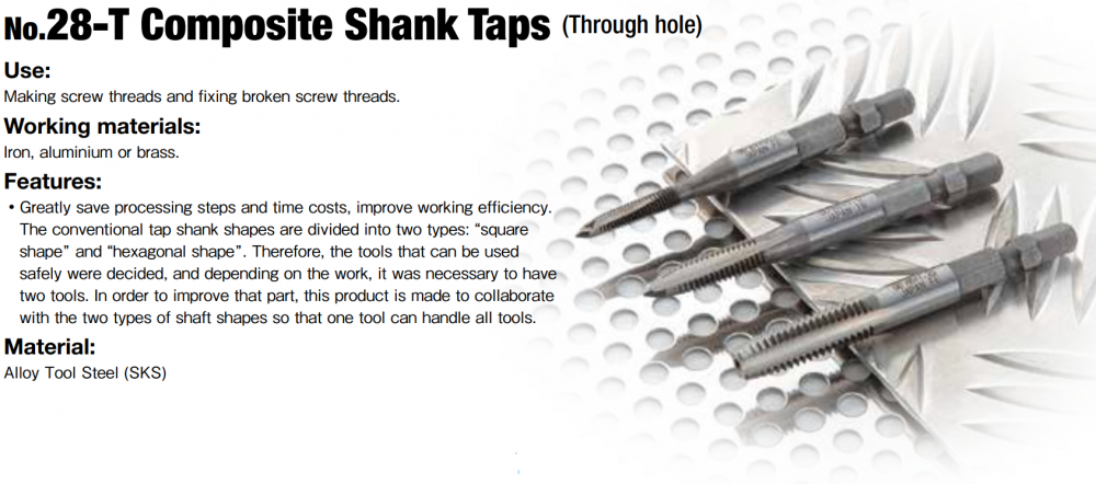 ONISHI Composite Shank Taps No.28-T M4x0.7mm. 370722