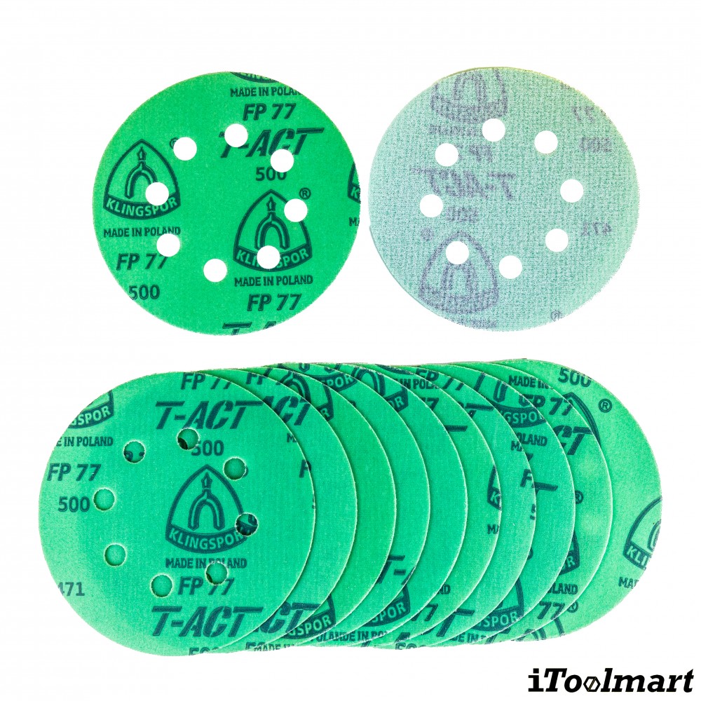 กระดาษทรายกลม 5 นิ้ว Klingspor FP 77 K T-ACT ชุด 10 ชิ้น