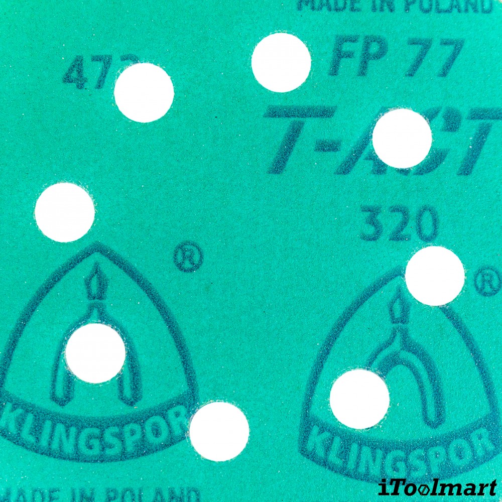 กระดาษทรายกลม 5 นิ้ว Klingspor FP 77 K T-ACT ชุด 10 ชิ้น
