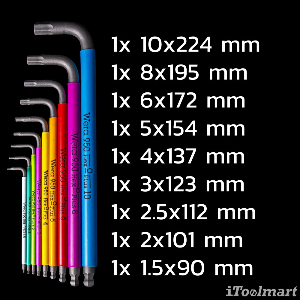 ประแจหกเหลี่ยมหัวบอล Wera 950/9 Hex-Plus Christmas 2023 05136041001