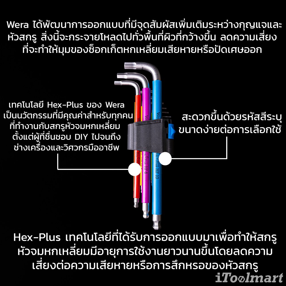 ชุดประแจหกเหลี่ยม 3950/9 Hex-Plus Multicolour HF Stainless 1 ลูกปืน 5022699001