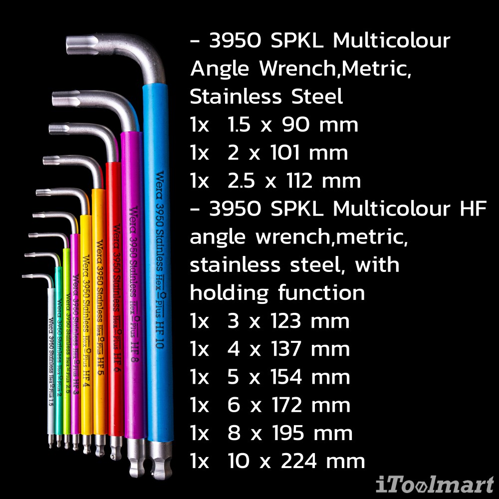 ชุดประแจหกเหลี่ยม 3950/9 Hex-Plus Multicolour HF Stainless 1 ลูกปืน 5022699001