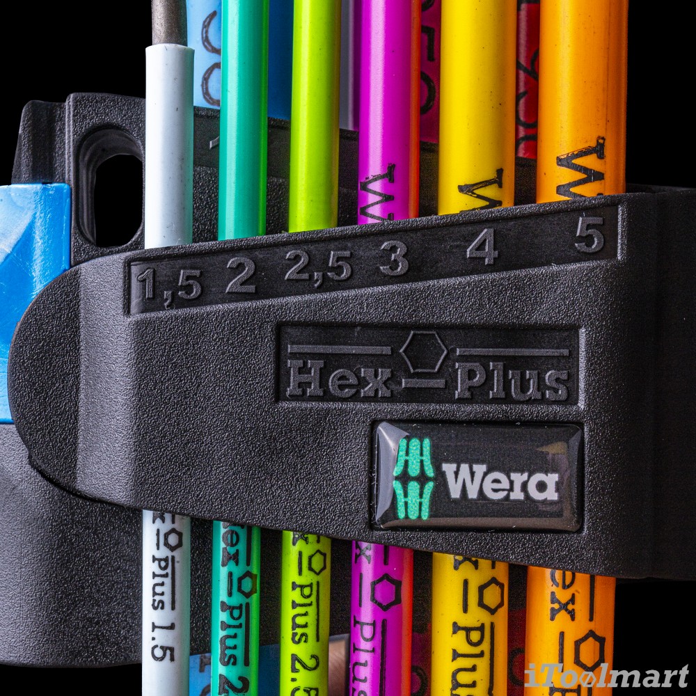 ประแจหกเหลี่ยมหัวบอล Wera 950/9 Hex-Plus Multicolour HF 1 metric BlackLaser holding function 05022210001