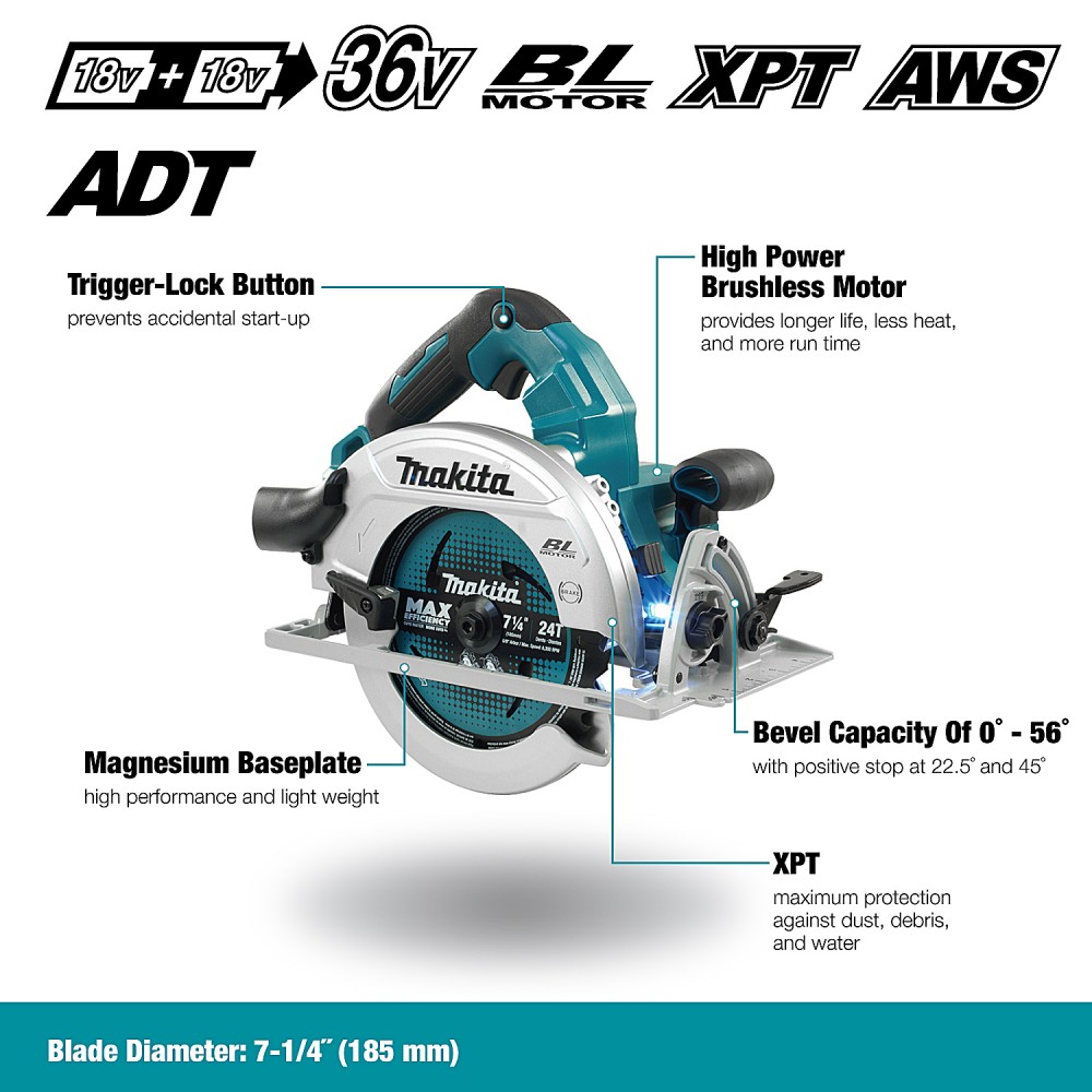 เลื่อยวงเดือนไร้สาย MAKITA DHS781Z 36V ขนาด 7 นิ้ว Brushless Motor (ตัวเปล่า)