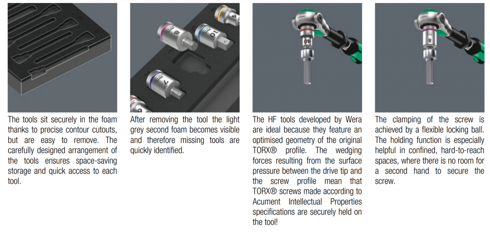 ชุดลูกบล็อกเดือย Wera 9723 Foam insert Zyklop B 3/8in bit socket set 1 05150113001 ชุด 22 ชิ้น