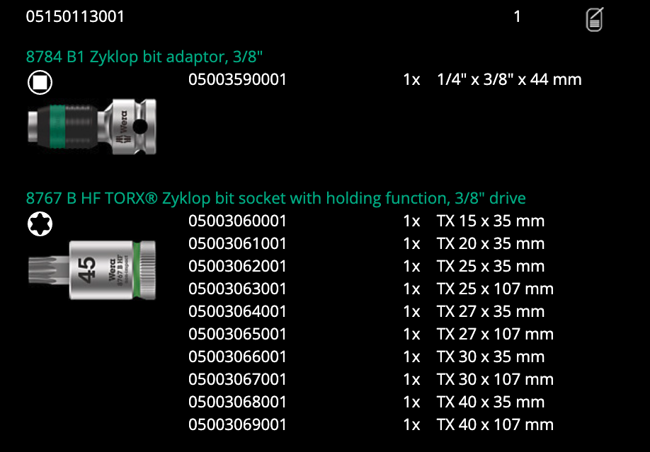ชุดลูกบล็อกเดือย Wera 9723 Foam insert Zyklop B 3/8in bit socket set 1 05150113001 ชุด 22 ชิ้น