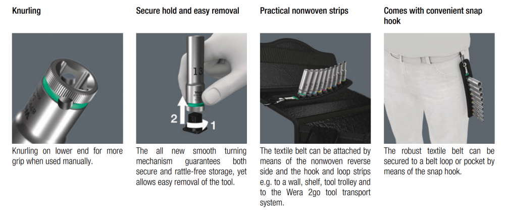 ชุดลูกบล็อก Wera Belt A Deep 1 socket set 1/4 05004525001 ชุด 9 ชิ้น